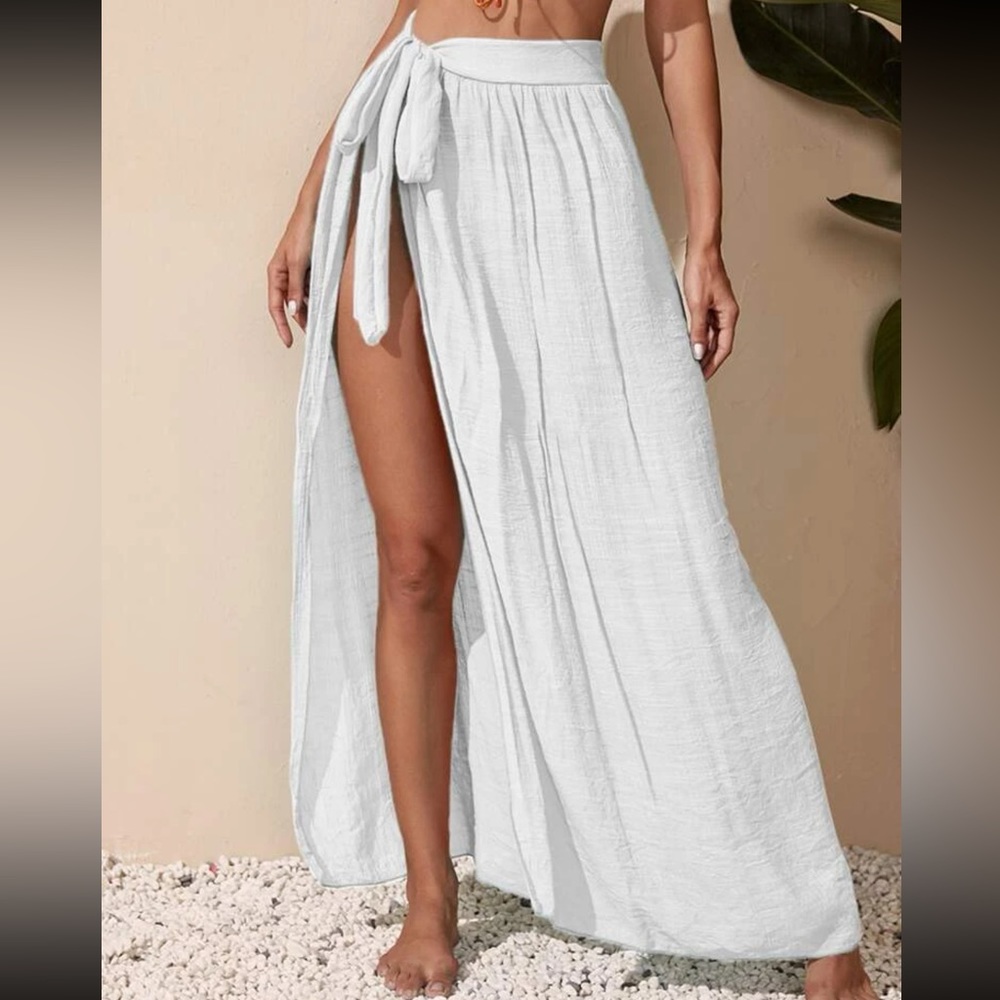 SHEIN Knot Waist Bathing Suit Cover Up Skirt